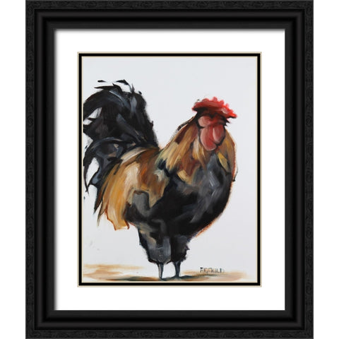Rooster 1 Black Ornate Wood Framed Art Print with Double Matting by Gould, Renee