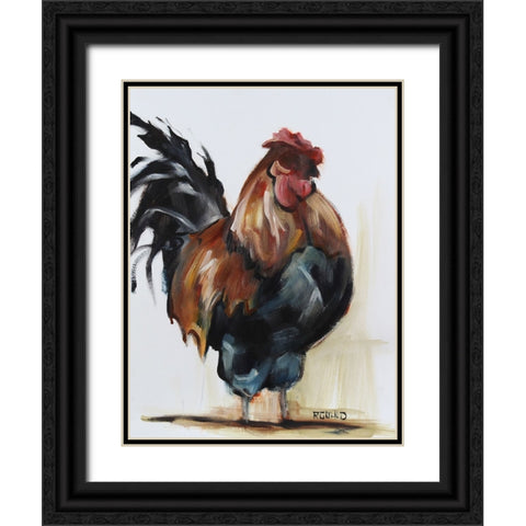 Rooster 2 Black Ornate Wood Framed Art Print with Double Matting by Gould, Renee