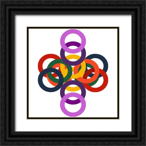 Rainbow Circles-3 Black Ornate Wood Framed Art Print with Double Matting by Homawoo, Richard