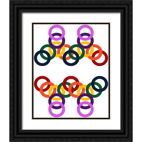 Rainbow Circles-4 Black Ornate Wood Framed Art Print with Double Matting by Homawoo, Richard