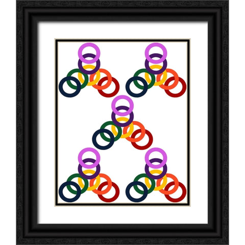 Rainbow Circles-5 Black Ornate Wood Framed Art Print with Double Matting by Homawoo, Richard