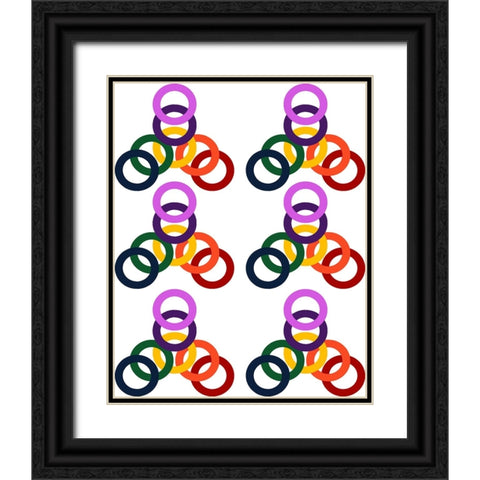 Rainbow Circles-6 Black Ornate Wood Framed Art Print with Double Matting by Homawoo, Richard