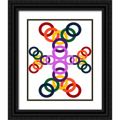 Rainbow Circles-10 Black Ornate Wood Framed Art Print with Double Matting by Homawoo, Richard