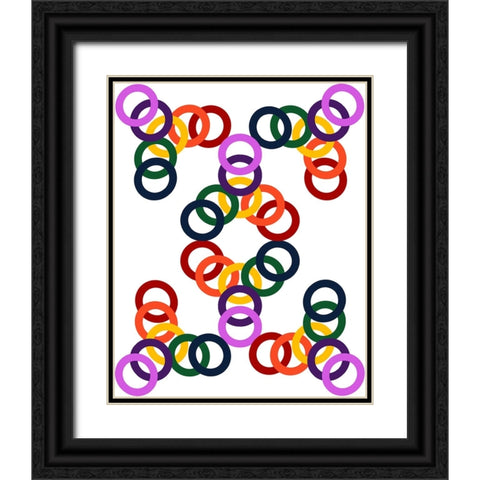 Rainbow Circles-16 Black Ornate Wood Framed Art Print with Double Matting by Homawoo, Richard