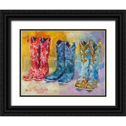 Cowboy Boots Black Ornate Wood Framed Art Print with Double Matting by Wallich, Richard