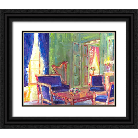 Salon Black Ornate Wood Framed Art Print with Double Matting by Wallich, Richard
