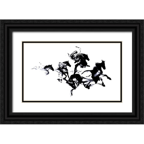 Black Horses Black Ornate Wood Framed Art Print with Double Matting by Farkas, Robert