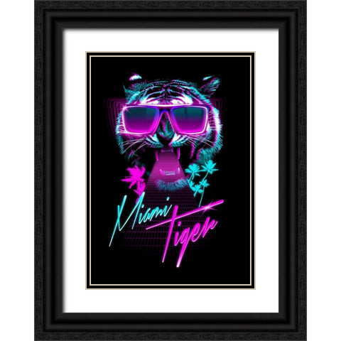Miami Tiger Black Ornate Wood Framed Art Print with Double Matting by Farkas, Robert