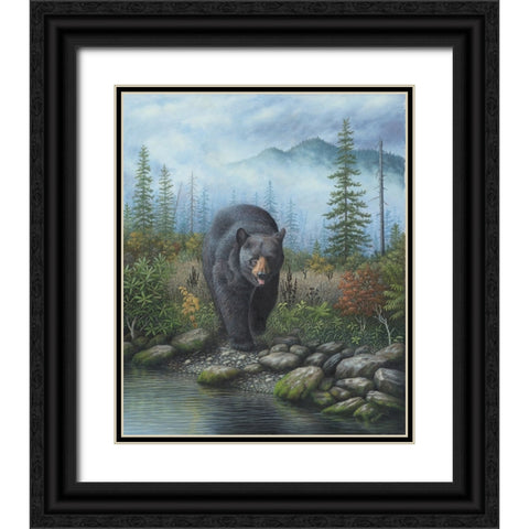 Smoky Mountain Black Bear Black Ornate Wood Framed Art Print with Double Matting by Wavra, Robert