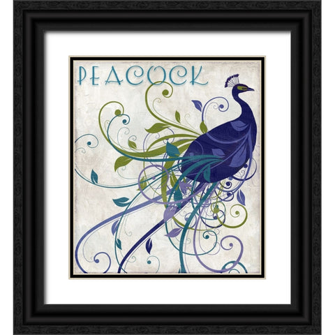 Peacock Nouveau I Black Ornate Wood Framed Art Print with Double Matting by Sasha