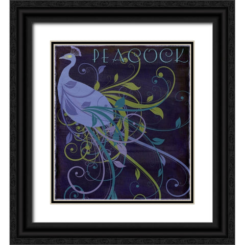 Peacock Nouveau II Black Ornate Wood Framed Art Print with Double Matting by Sasha