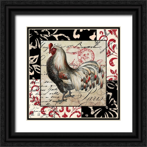 Europa White And Gray Rooster Black Ornate Wood Framed Art Print with Double Matting by Sasha