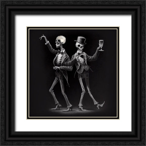 Skeleton III Black Ornate Wood Framed Art Print with Double Matting by Sasha