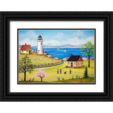 Blue Sea Black Ornate Wood Framed Art Print with Double Matting by Mark, Sharon