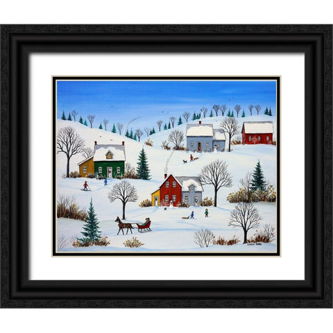 Country Neighbours Black Ornate Wood Framed Art Print with Double Matting by Mark, Sharon