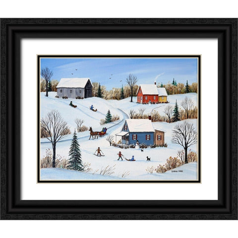 Country Road Black Ornate Wood Framed Art Print with Double Matting by Mark, Sharon