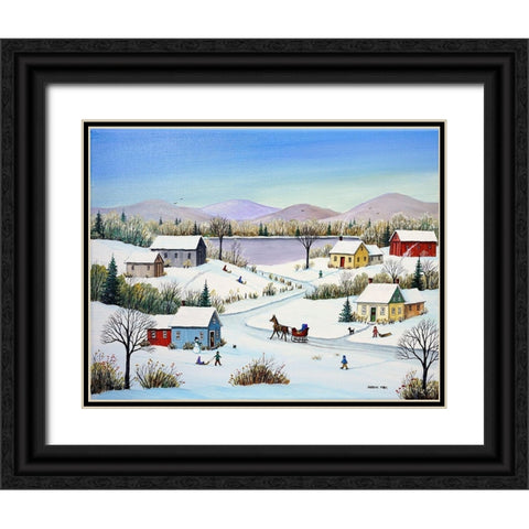 Mountains and Lake Black Ornate Wood Framed Art Print with Double Matting by Mark, Sharon