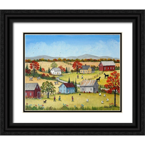 October Black Ornate Wood Framed Art Print with Double Matting by Mark, Sharon
