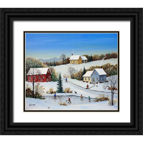 Some Winter Fun Black Ornate Wood Framed Art Print with Double Matting by Mark, Sharon