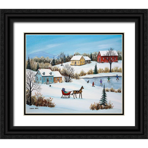 Time for a Sleigh Ride Black Ornate Wood Framed Art Print with Double Matting by Mark, Sharon