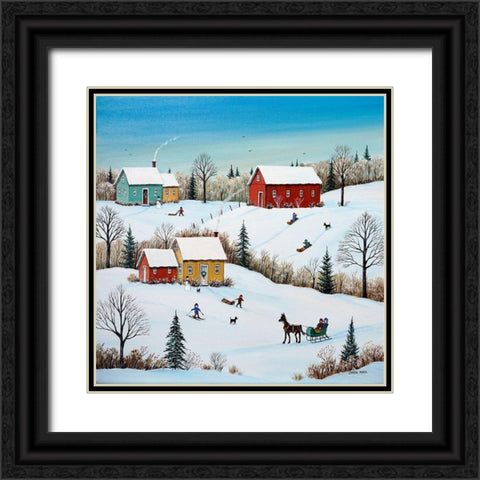 We Love Snow Black Ornate Wood Framed Art Print with Double Matting by Mark, Sharon