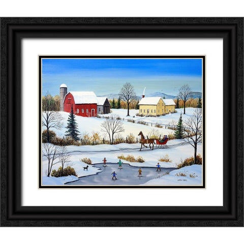 Winter in Canada Black Ornate Wood Framed Art Print with Double Matting by Mark, Sharon