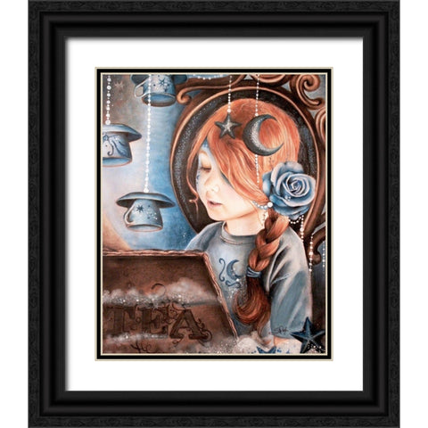 Tea In The Moonlight - Tea Series Black Ornate Wood Framed Art Print with Double Matting by Sheena Pike Art