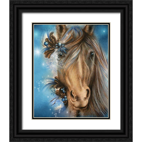 Pretty Blue Black Ornate Wood Framed Art Print with Double Matting by Sheena Pike Art