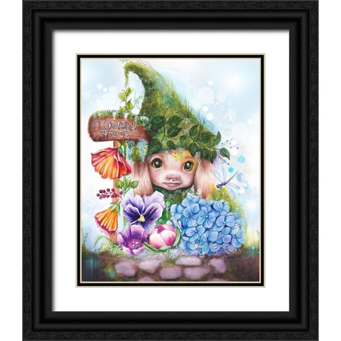 Flowers 4 Sale - Garden Whimzies Black Ornate Wood Framed Art Print with Double Matting by Sheena Pike Art
