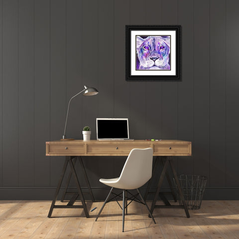 Purple Majestic Lion Black Ornate Wood Framed Art Print with Double Matting by Sheena Pike Art