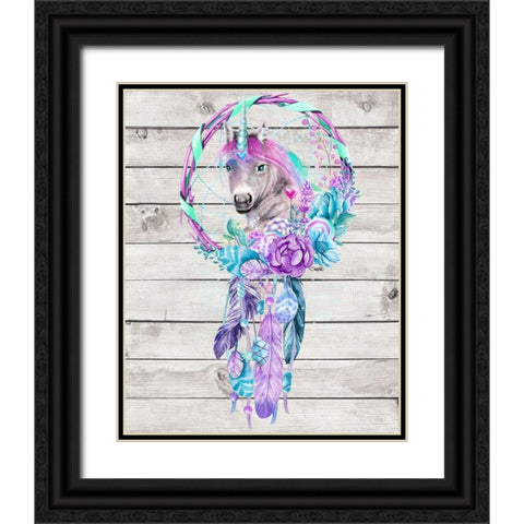 Unicorn Dream Catcher Black Ornate Wood Framed Art Print with Double Matting by Sheena Pike Art
