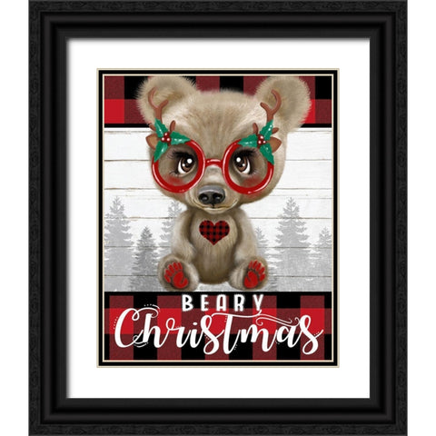 Beary Christmas Black Ornate Wood Framed Art Print with Double Matting by Sheena Pike Art