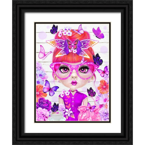 Butterfly Collector Brielle - Munchkinz Black Ornate Wood Framed Art Print with Double Matting by Sheena Pike Art