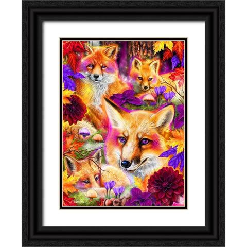 Day Dream Red Fox Black Ornate Wood Framed Art Print with Double Matting by Sheena Pike Art