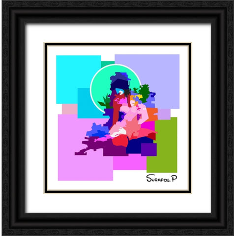 Nude Black Ornate Wood Framed Art Print with Double Matting by Pansanit, Surapol