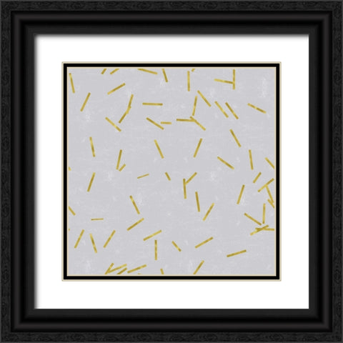 Grey Linen Golden Matchstick Confetti Black Ornate Wood Framed Art Print with Double Matting by Lavoie, Tina