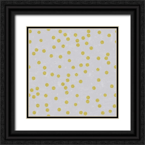 Grey Linen Golden Round Confetti Black Ornate Wood Framed Art Print with Double Matting by Lavoie, Tina