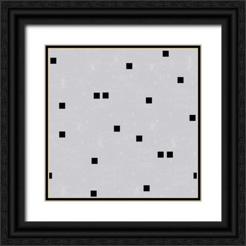 Linen Gray Black Squares Confetti Black Ornate Wood Framed Art Print with Double Matting by Lavoie, Tina
