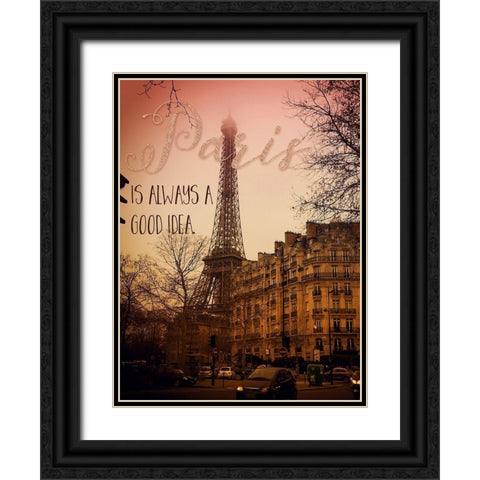 Paris Is Always A Good Idea Black Ornate Wood Framed Art Print with Double Matting by Lavoie, Tina