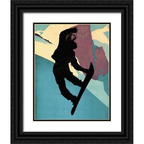 Snowboarding Betty Morning Light Black Ornate Wood Framed Art Print with Double Matting by Lavoie, Tina