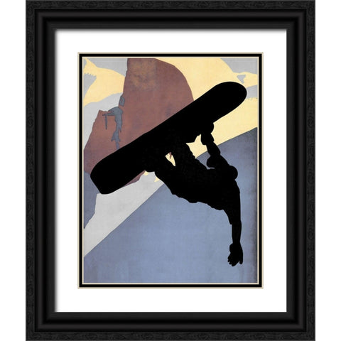 Snowboarding Dude Evening Light Black Ornate Wood Framed Art Print with Double Matting by Lavoie, Tina