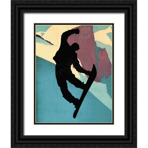 Snowboarding Dude Morning Light Black Ornate Wood Framed Art Print with Double Matting by Lavoie, Tina