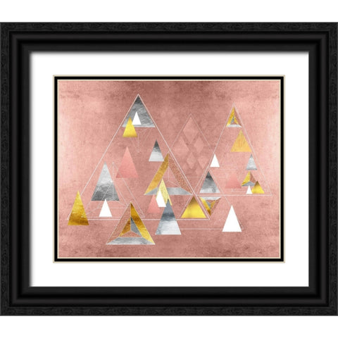 Park Avenue Abstract Geometric Christmas Trees Black Ornate Wood Framed Art Print with Double Matting by Lavoie, Tina