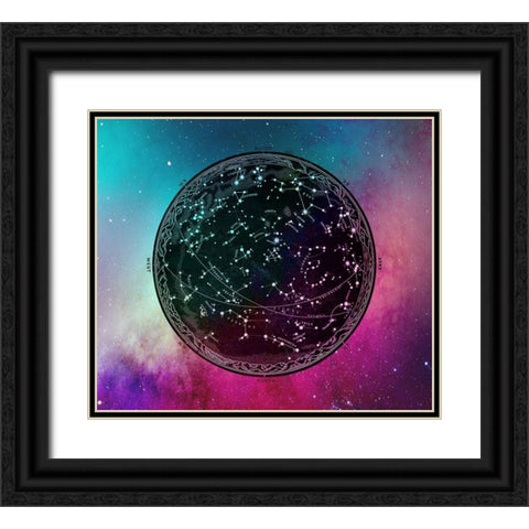 Nebula Sky Map horiz Black Ornate Wood Framed Art Print with Double Matting by Lavoie, Tina