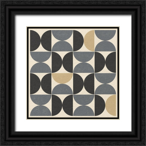 Minimalist Abstract Geometric 70s Style Black Ornate Wood Framed Art Print with Double Matting by Lavoie, Tina