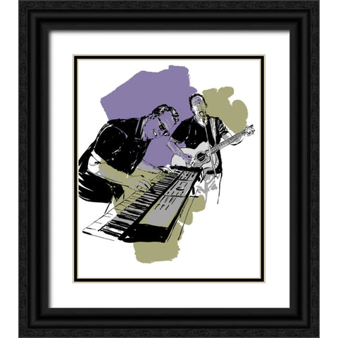 Music Night Black Ornate Wood Framed Art Print with Double Matting by TMBorenstein