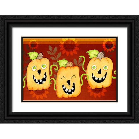 Three In A Row Black Ornate Wood Framed Art Print with Double Matting by Wade, Valarie