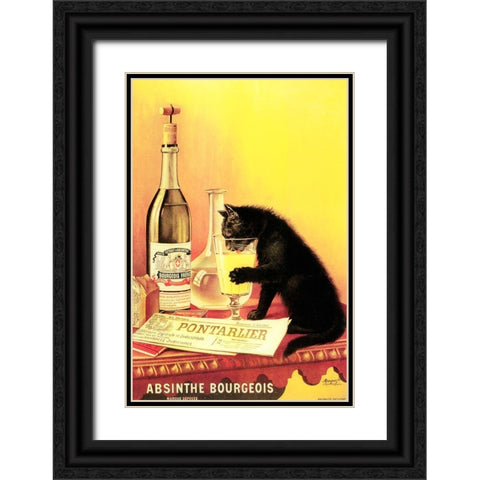 Absinthe Bourgeois Black Ornate Wood Framed Art Print with Double Matting by Vintage Apple Collection