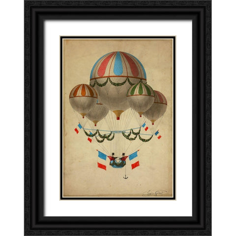 Hot Air Balloon 17 Black Ornate Wood Framed Art Print with Double Matting by Vintage Apple Collection