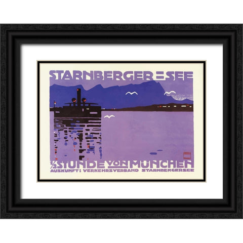 Starnberger See Black Ornate Wood Framed Art Print with Double Matting by Vintage Apple Collection